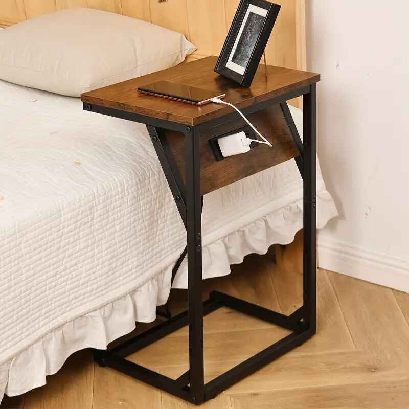 Classical C-Shaped Table with Charging Station