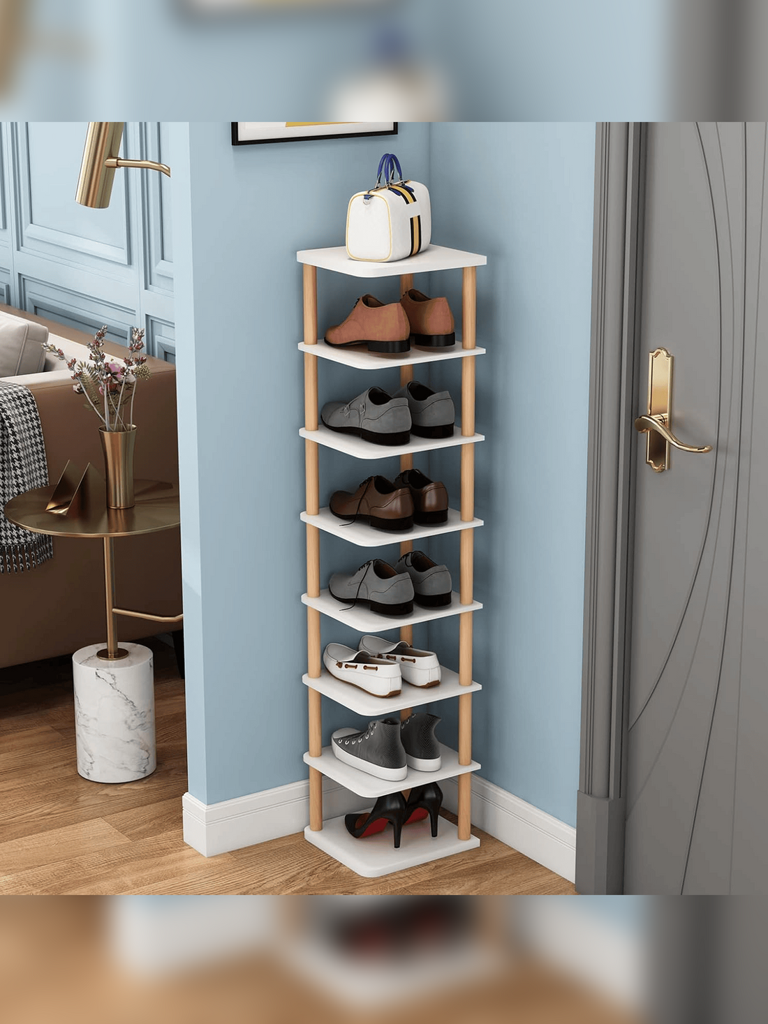 Stylish 8 Tiers Vertical Shoe Rack