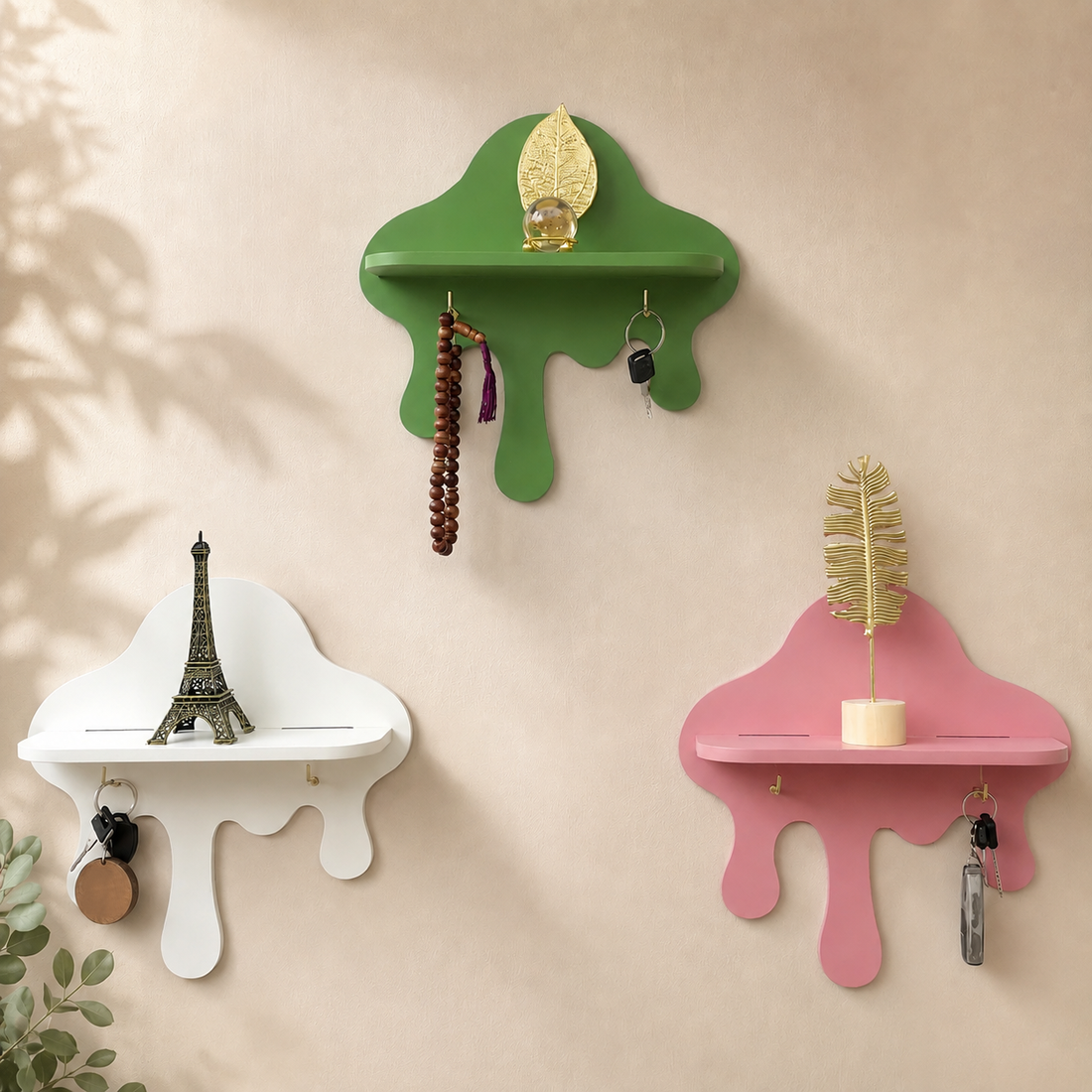 Modern Drip Wall Shelf with Key Holder