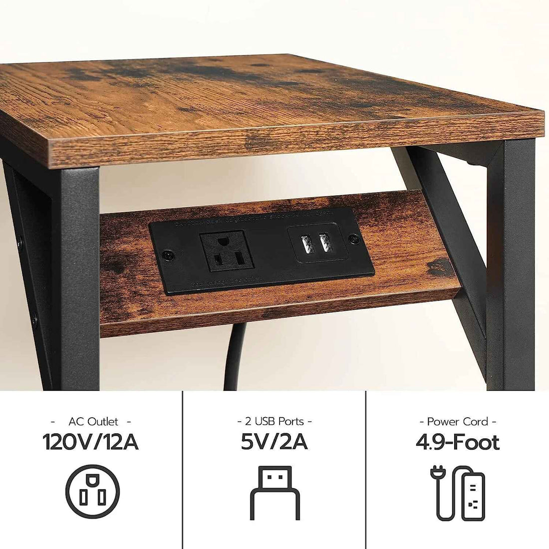 Classical C-Shaped Table with Charging Station